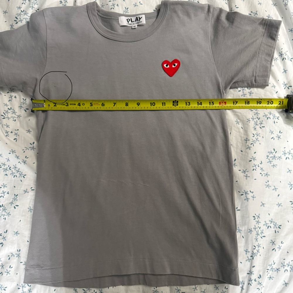 Comme des Garcons PLAY Gray Tee with Red Heart